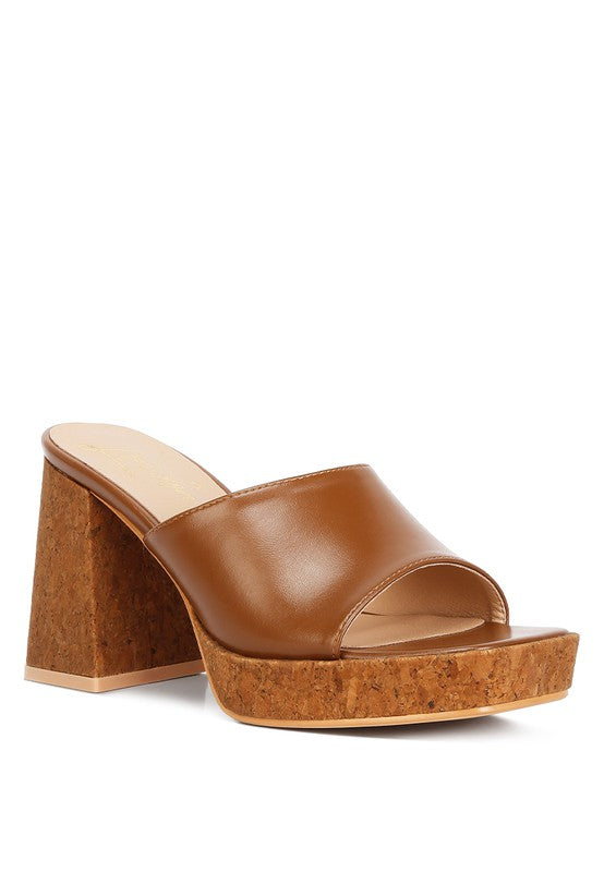 Bettina Flared Block Heel Sandals Shoes RYSE Clothing Co. TAN 5 