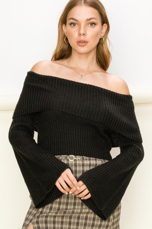 HYFVE Ribbed Off-Shoulder Sweater Shirts & Tops RYSE Clothing Co. BLACK S 