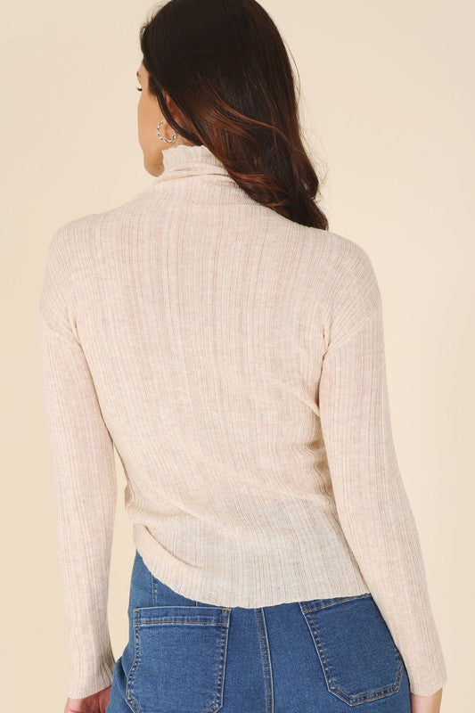 Lilou Sheer Mock Neck Sweater Shirts & Tops RYSE Clothing Co.   