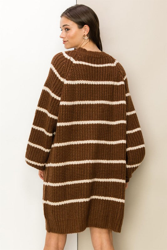 Hyfve Oversized Striped Sweater Cardigan Shirts & Tops RYSE Clothing Co.   