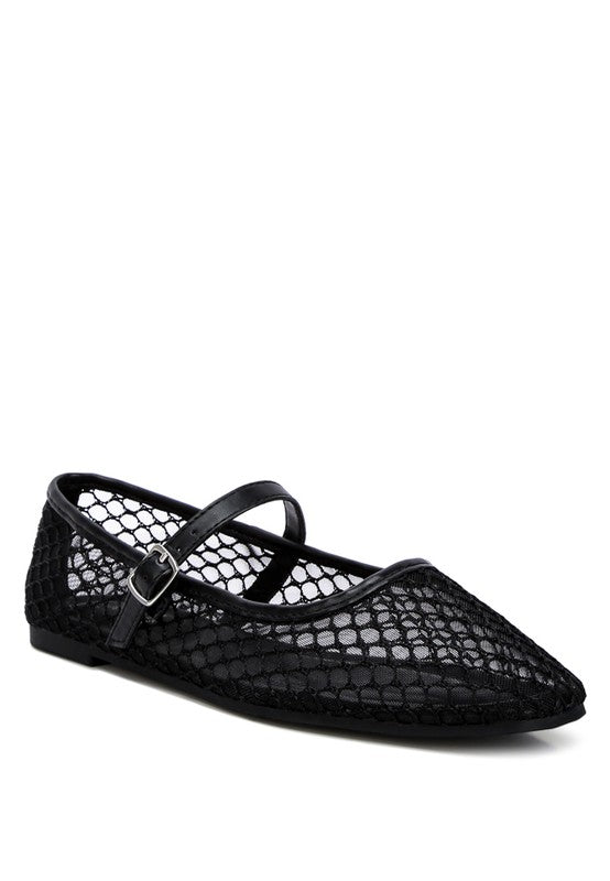 Avondale Mesh Mary Jane Flats Shoes RYSE Clothing Co. Black US-5 / UK-3 / EU-36 