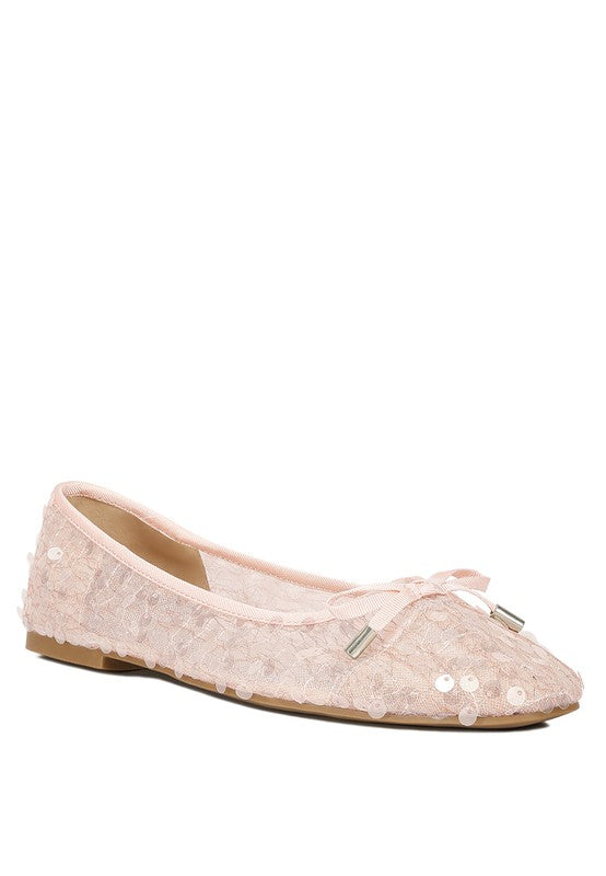 Lysandra Sequin Embellished Sheer Ballet Flats Shoes RYSE Clothing Co. PINK 5 
