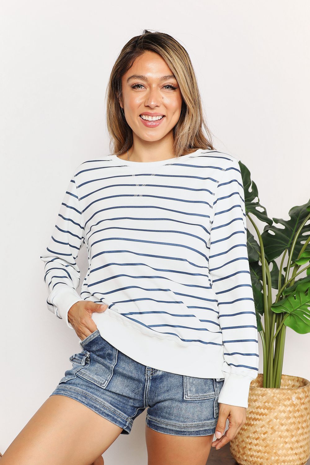 Double Take Striped Long Sleeve Top Shirts & Tops RYSE Clothing Co. Stripe S 