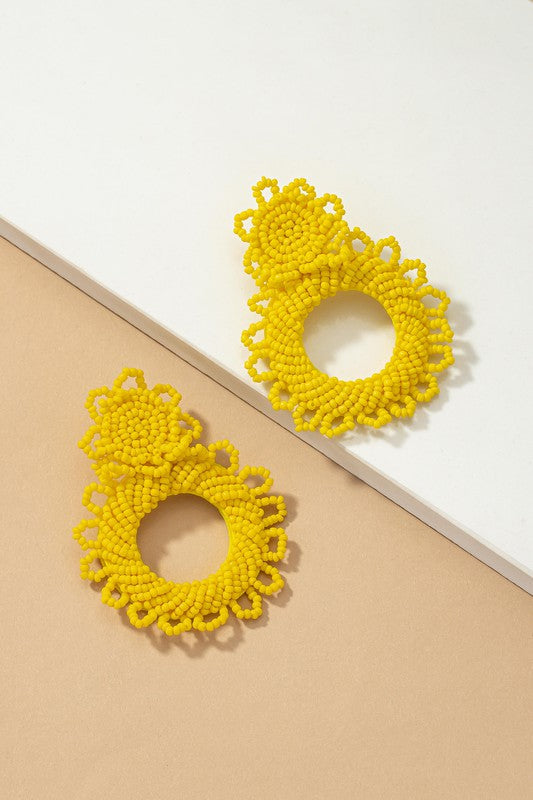 Genevieve Handmade Beaded Statement Earrings Earrings RYSE Clothing Co. One Size Yellow 