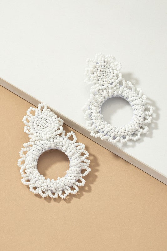 Genevieve Handmade Beaded Statement Earrings Earrings RYSE Clothing Co. One Size White 