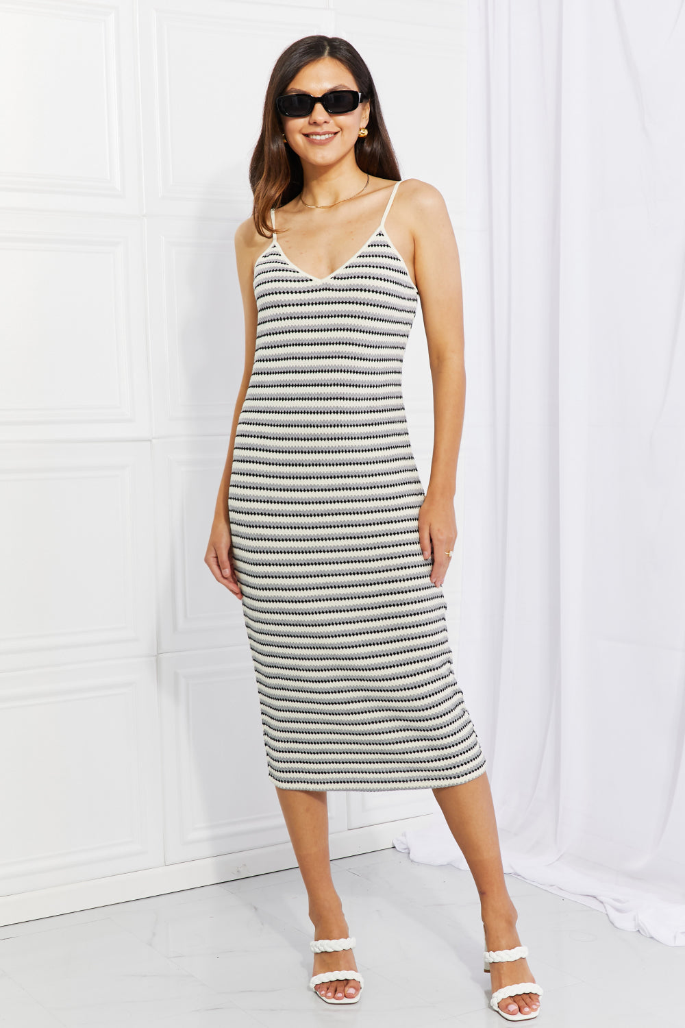HYFVE Striped Sleeveless Midi Dress Dresses RYSE Clothing Co. Multicolor S 