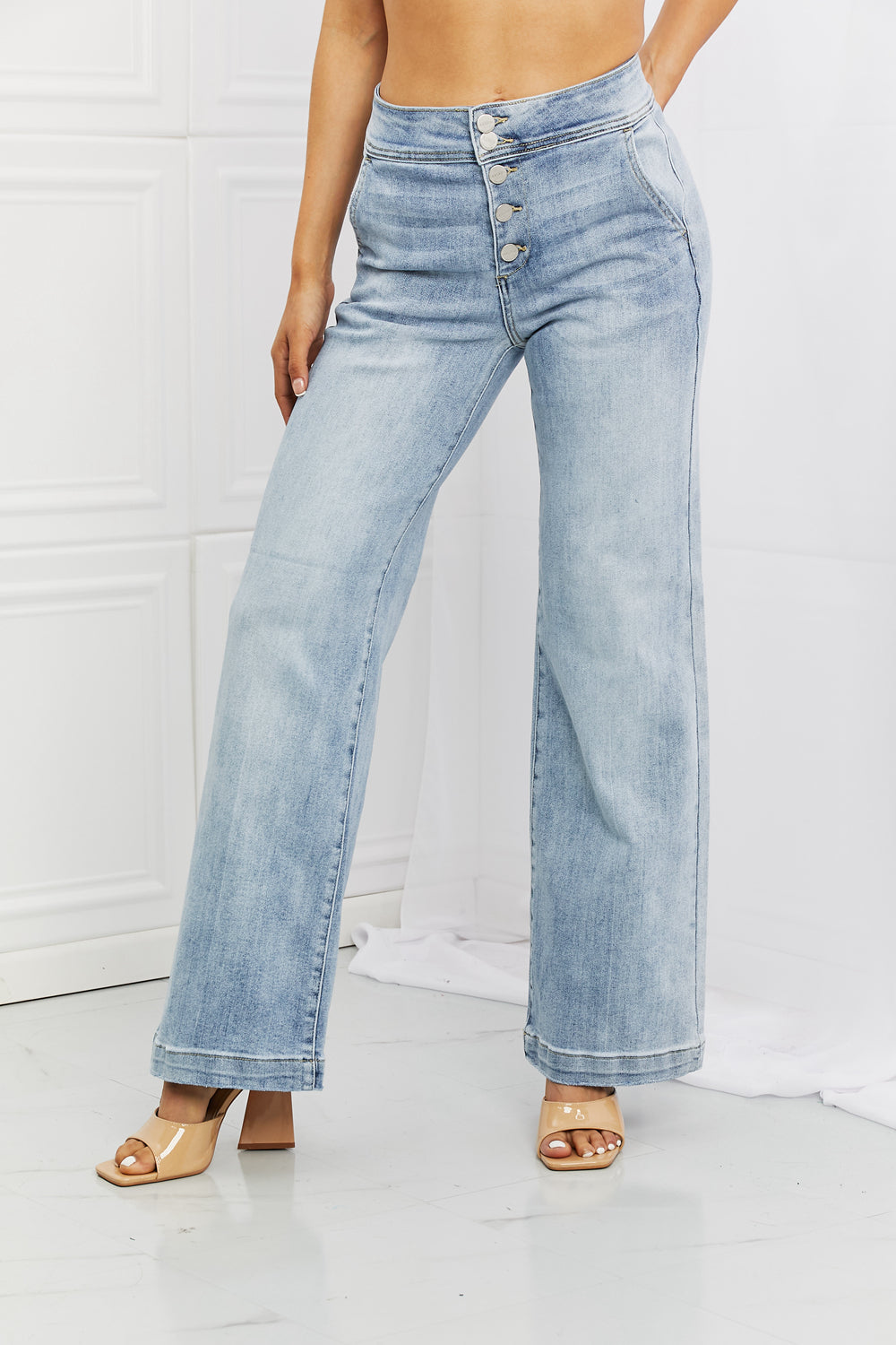 RISEN Celia Wide Flare Jeans Pants RYSE Clothing Co. Light 1(25) 