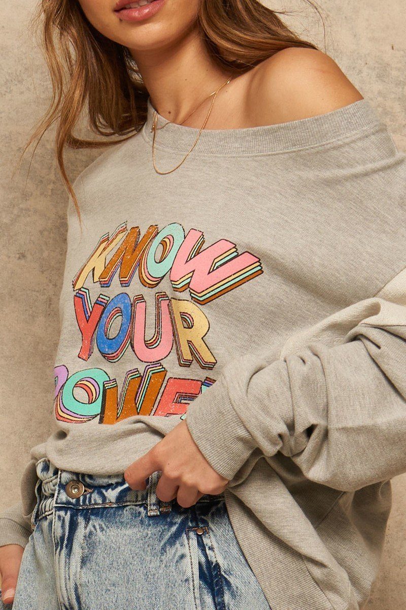 Promesa Know Your Power Retro Graphic Sweatshirt Shirts & Tops RYSE Clothing Co.   