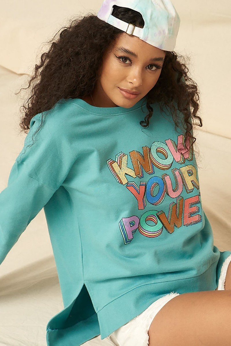 Promesa Know Your Power French Terry Graphic Sweatshirt Shirts & Tops RYSE Clothing Co. S  