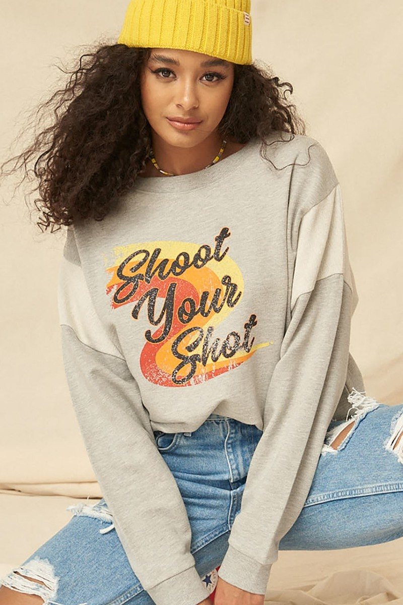 Promesa Shoot Your Shot Retro Graphic Sweatshirt Shirts & Tops RYSE Clothing Co. S  