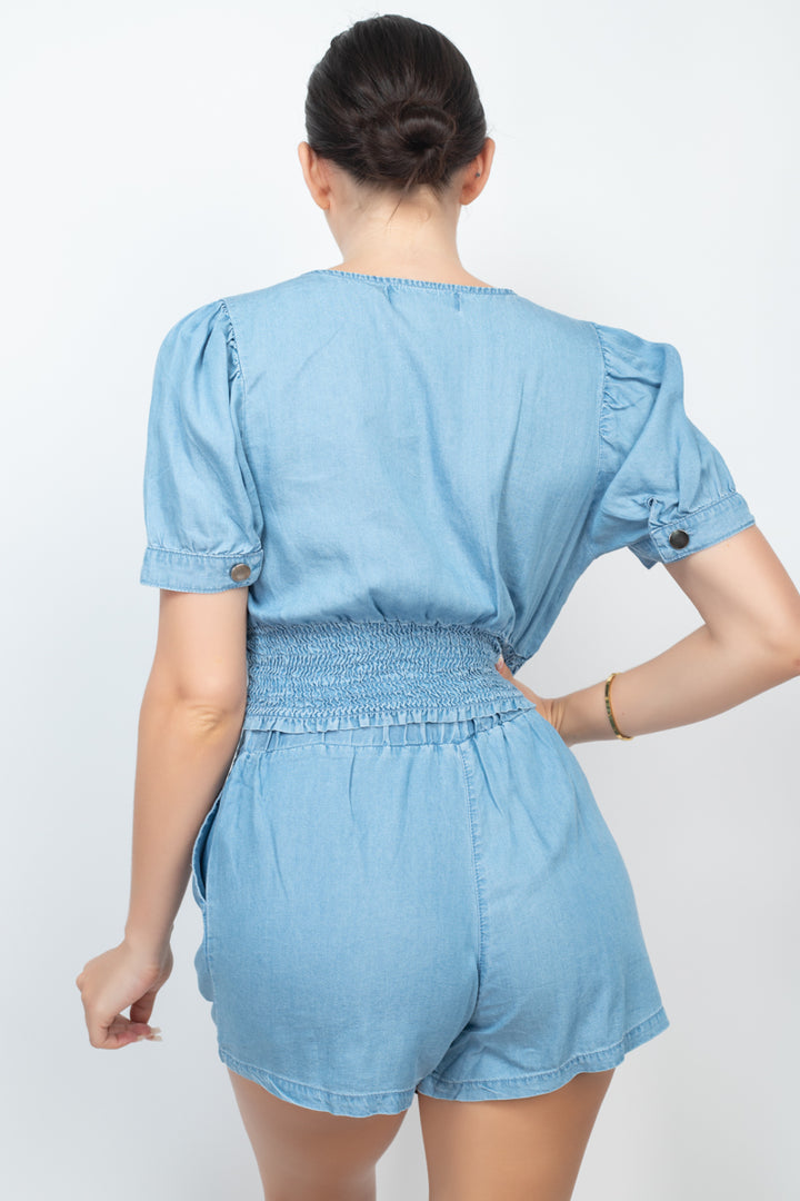 Iris Basic Chambray Top & Shorts Set Outfit Sets RYSE Clothing Co.   