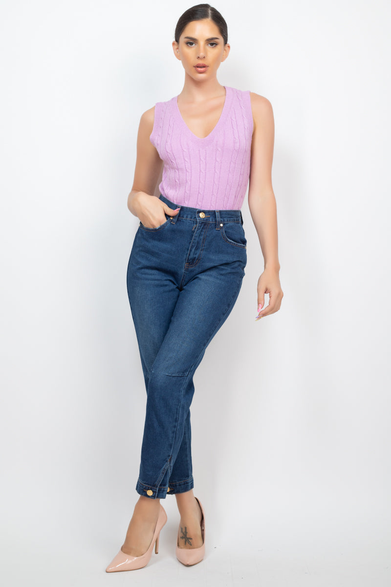 Iris Basic Button Cuff Mom Jeans - Classic Wash Jeans RYSE Clothing Co.   