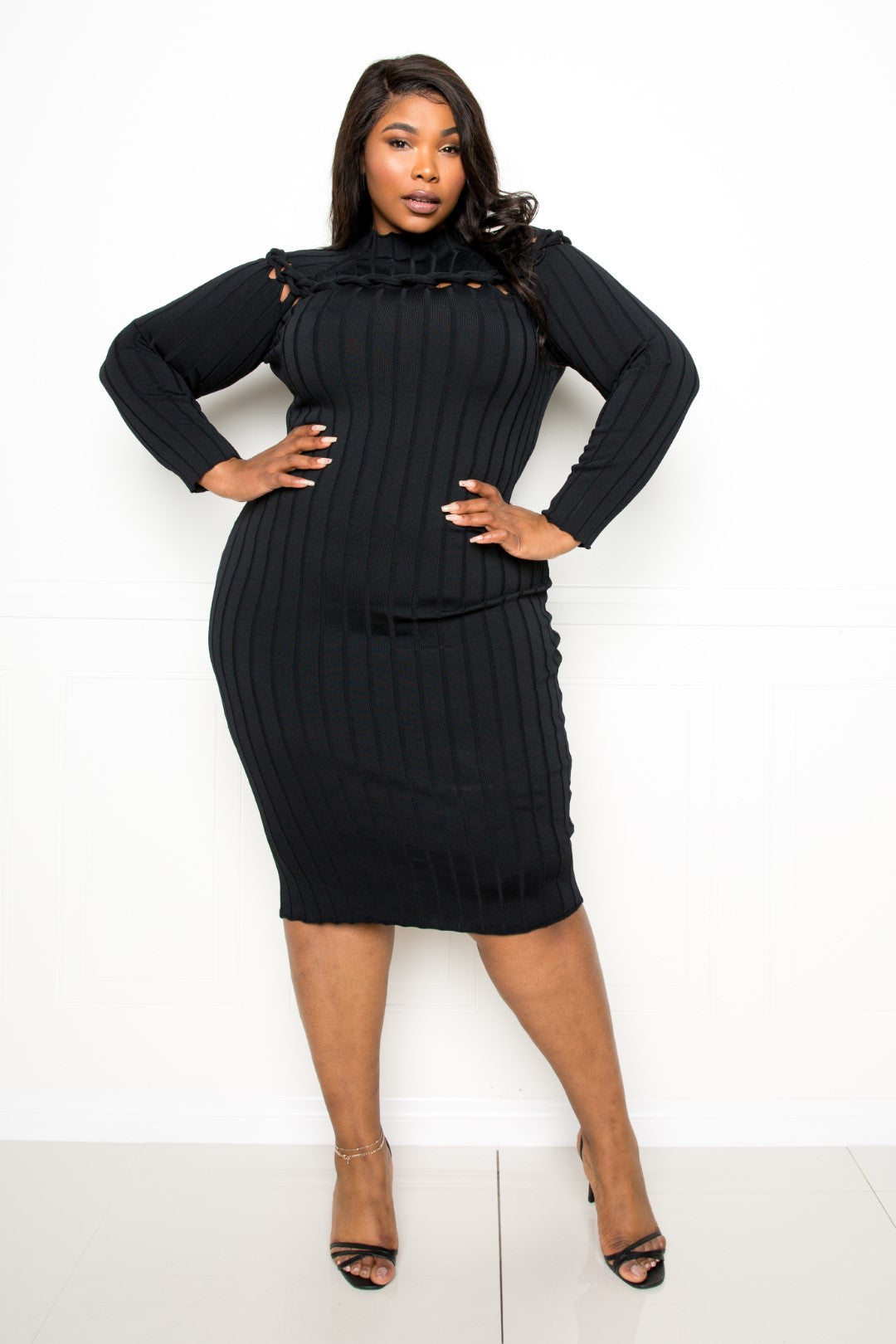 Buxom Couture Taking My Time Sweater Dress in Black Dresses RYSE Clothing Co. 1XL  