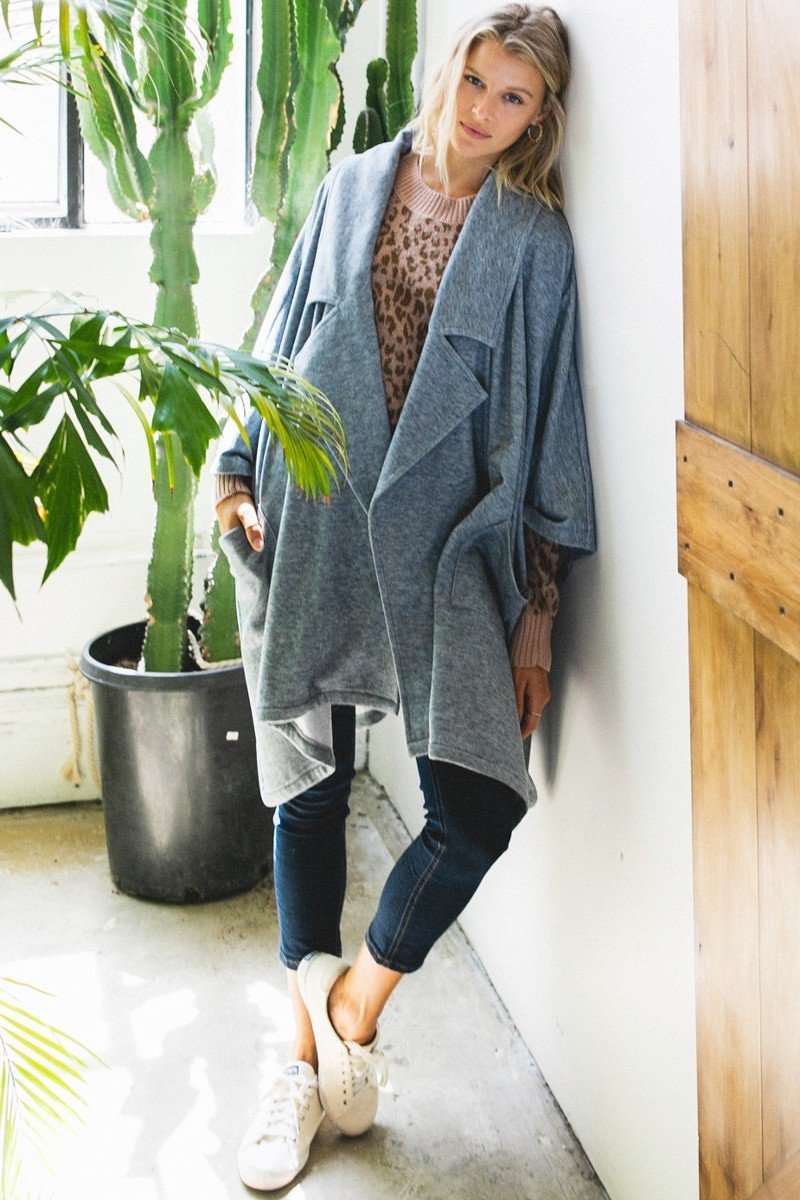 ODDI Solid Knit Oversized Jacket - Slate  RYSE Clothing Co.   