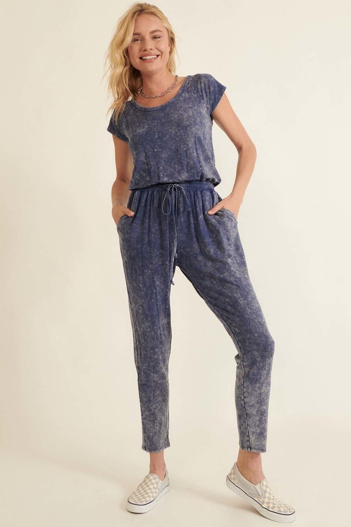 Promesa Mineral Wash Knit Jumpsuit Jumpsuits & Rompers RYSE Clothing Co. S Denim Blue 