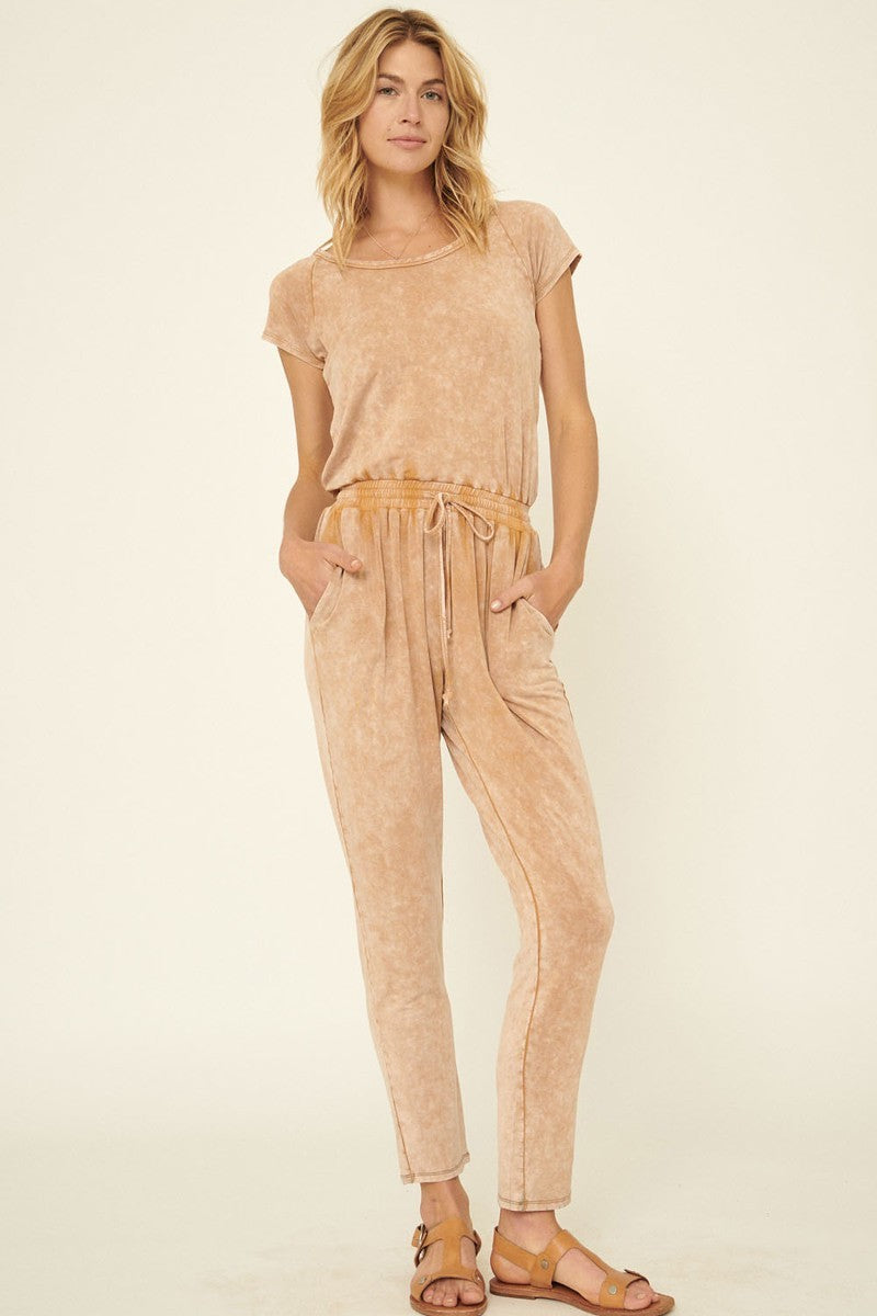 Promesa Mineral Wash Knit Jumpsuit Jumpsuits & Rompers RYSE Clothing Co. S Sand 