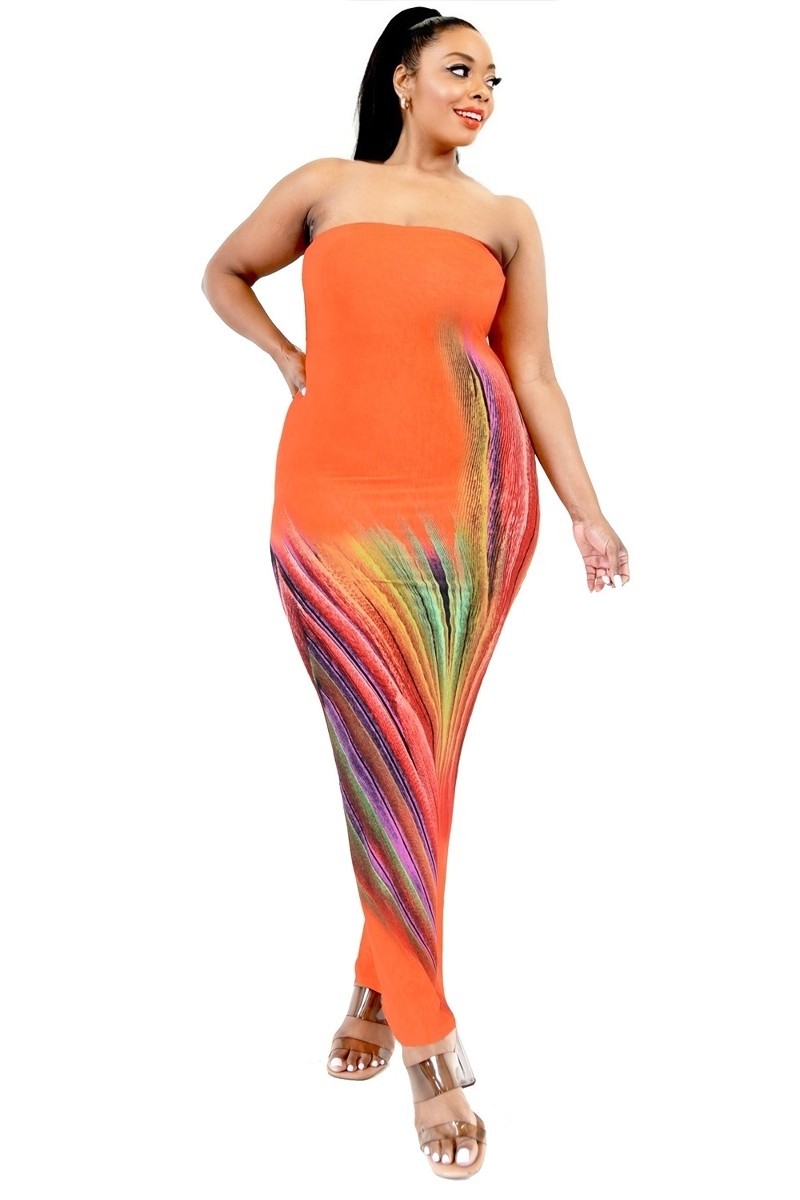Gibiu Color Gradient Tube Top Maxi Dress Dresses RYSE Clothing Co.   