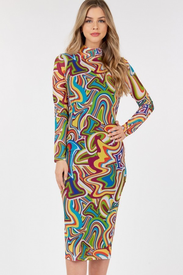 CQ by CQ Letter Print Midi Dress Dresses RYSE Clothing Co.   