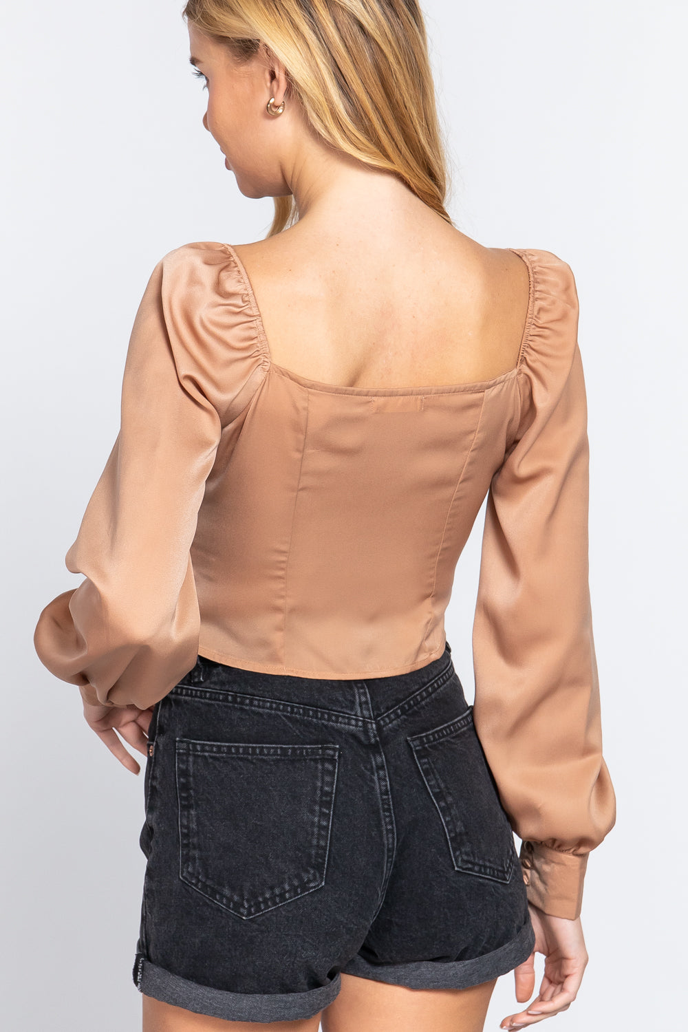 Active Basic Tie Front Cropped Blouses Shirts & Tops RYSE Clothing Co.   