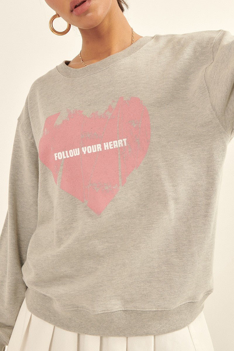 Promesa Vintage-style Follow Your Heart Graphic Sweatshirt Shirts & Tops RYSE Clothing Co.   