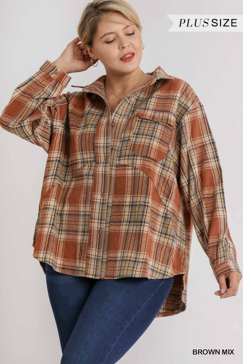 Umgee Perfect In Plaid Collared Button Down Shirts & Tops RYSE Clothing Co.   