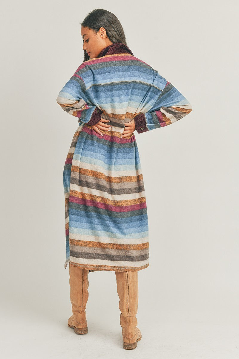 Win Win Apparel Tijuana Striped Button Front Cardigan Dress  RYSE Clothing Co.   
