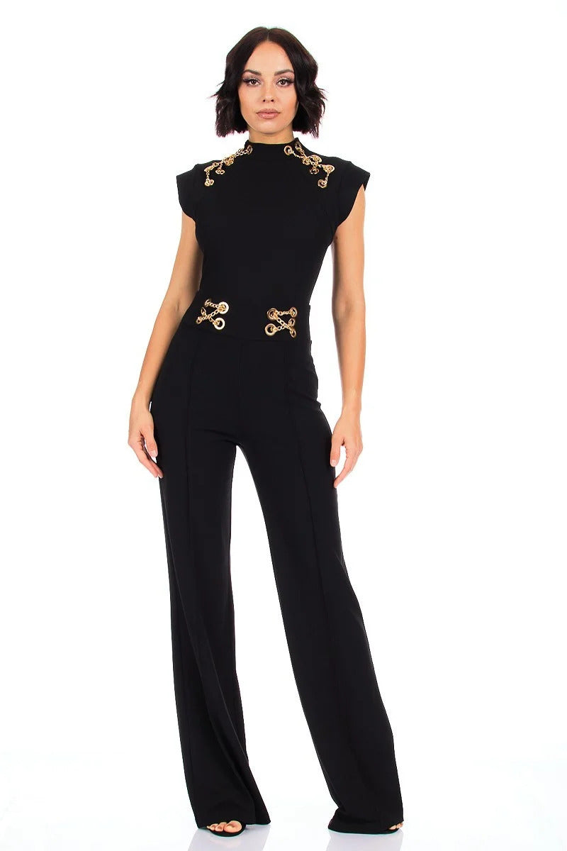 Valentine Change My Mind Chain Detail Jumpsuit Jumpsuits & Rompers RYSE Clothing Co. Black S 