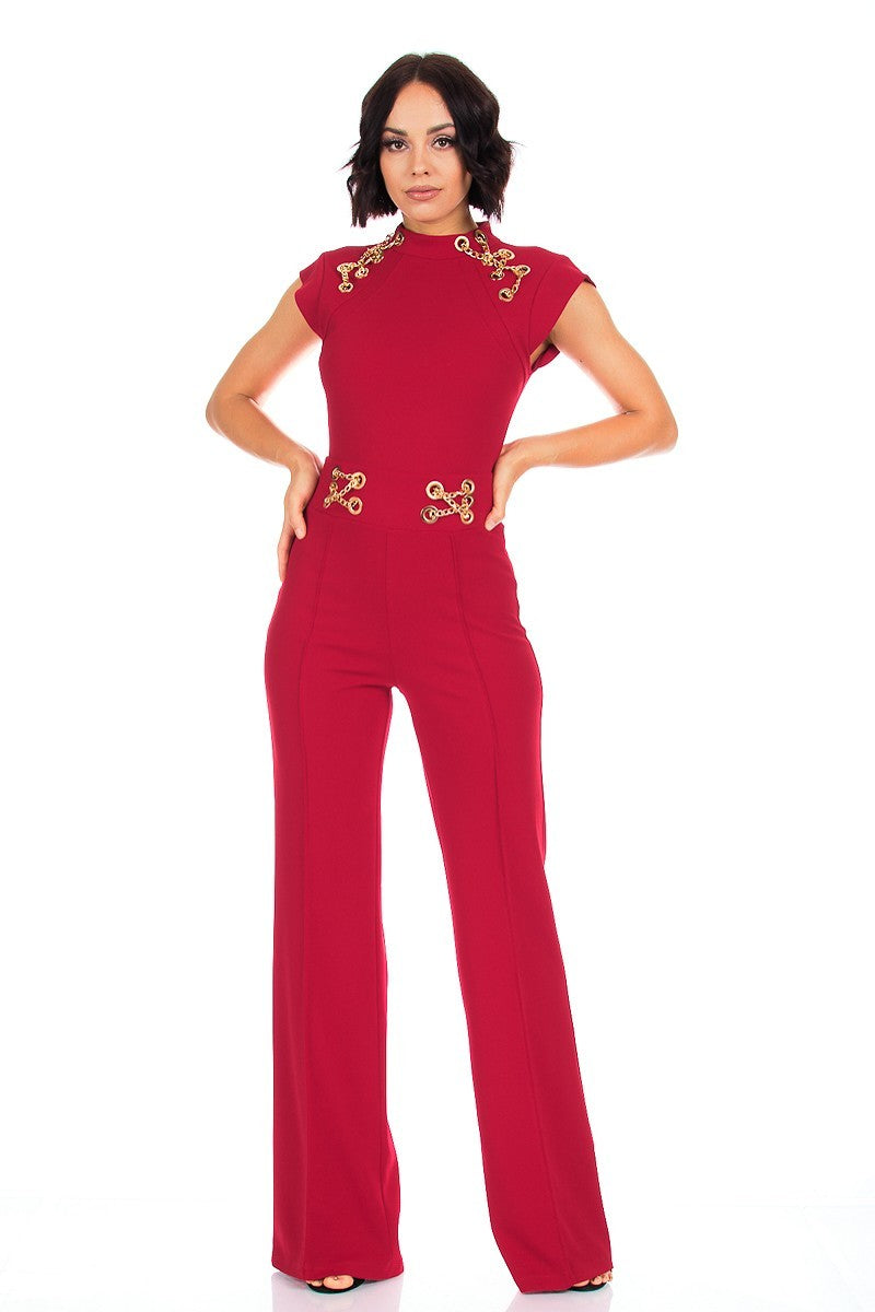 Valentine Change My Mind Chain Detail Jumpsuit Jumpsuits & Rompers RYSE Clothing Co. Red S 