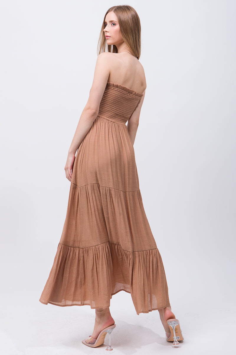 Love Tree Strapless Tiered Maxi Dress Maxi Dresses RYSE Clothing Co.   
