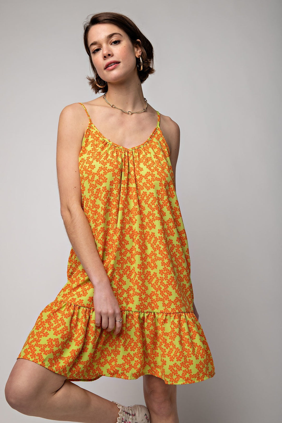 Easel Daisy Mae Floral Print Cami Dress  RYSE Clothing Co. Sunny Lime S 