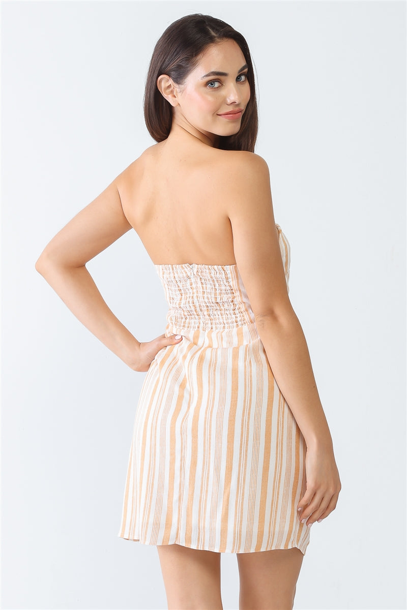 Tasha Apparel Apricot Sunshine Strapless Cut-Out Mini Dress Dresses RYSE Clothing Co.   