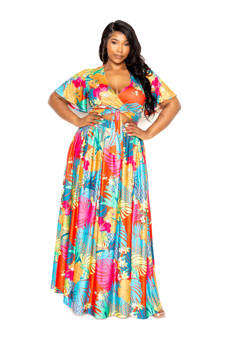 Buxom Couture Tropical Maxi Skirt & Top Set Outfit Sets RYSE Clothing Co.   