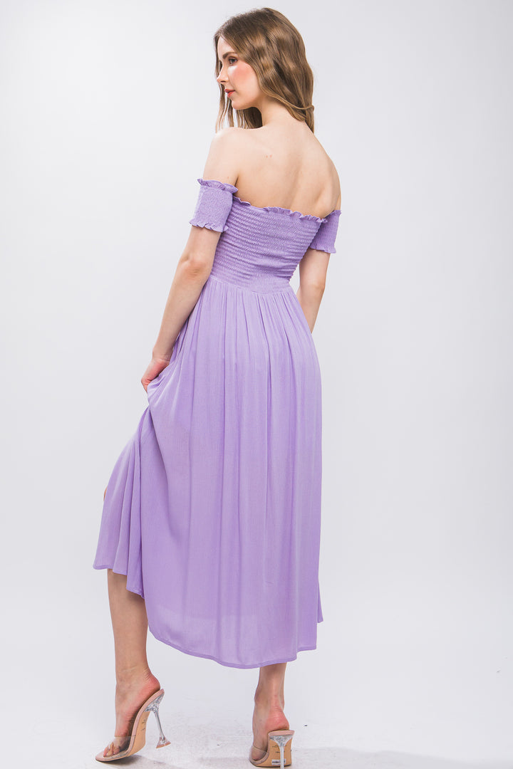 Love Tree Flowy Off Shoulder Midi Dress Dresses RYSE Clothing Co.   