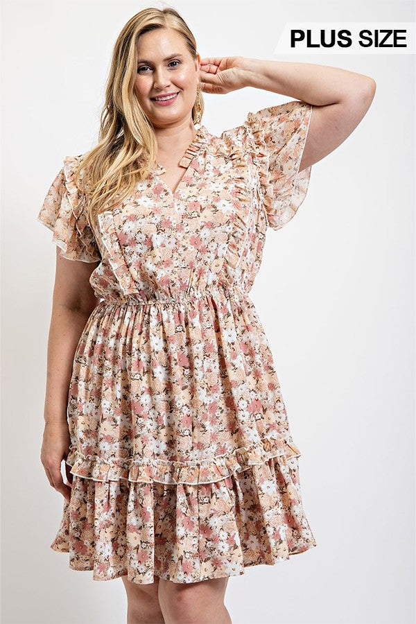 Gigio Floral Print Ruffle Mini Dress Dresses RYSE Clothing Co.   