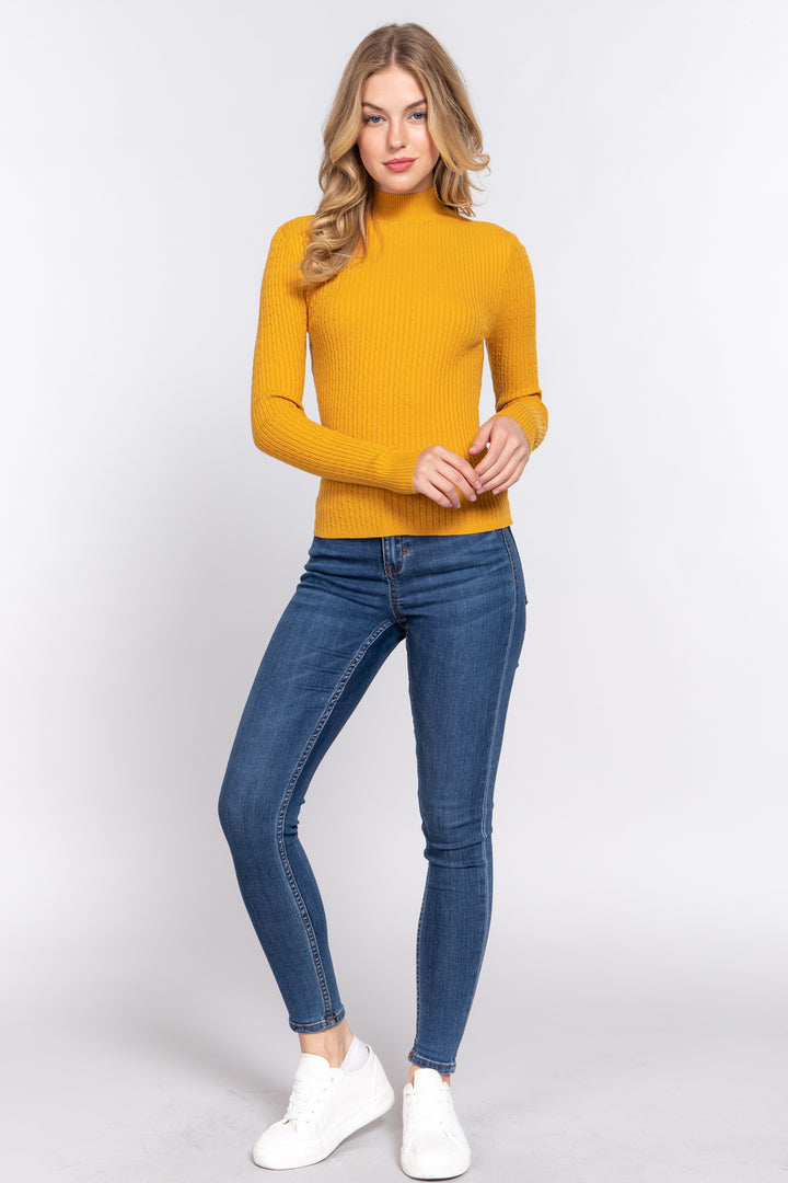 Active Basic Ribbed Mock Neck Sweater Shirts & Tops RYSE Clothing Co. Deep Mustard S 