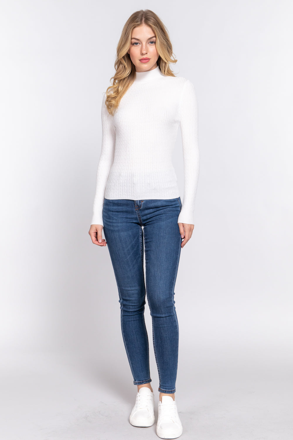 Active Basic Ribbed Mock Neck Sweater Shirts & Tops RYSE Clothing Co. Off White S 