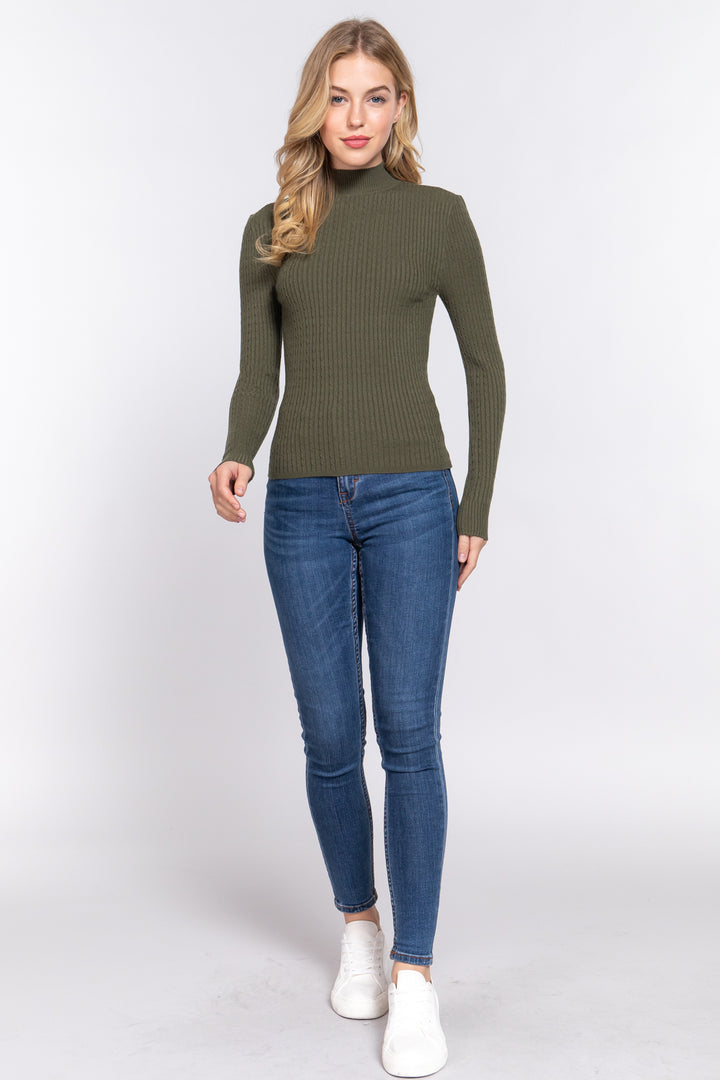 Active Basic Ribbed Mock Neck Sweater Shirts & Tops RYSE Clothing Co. Olive S 