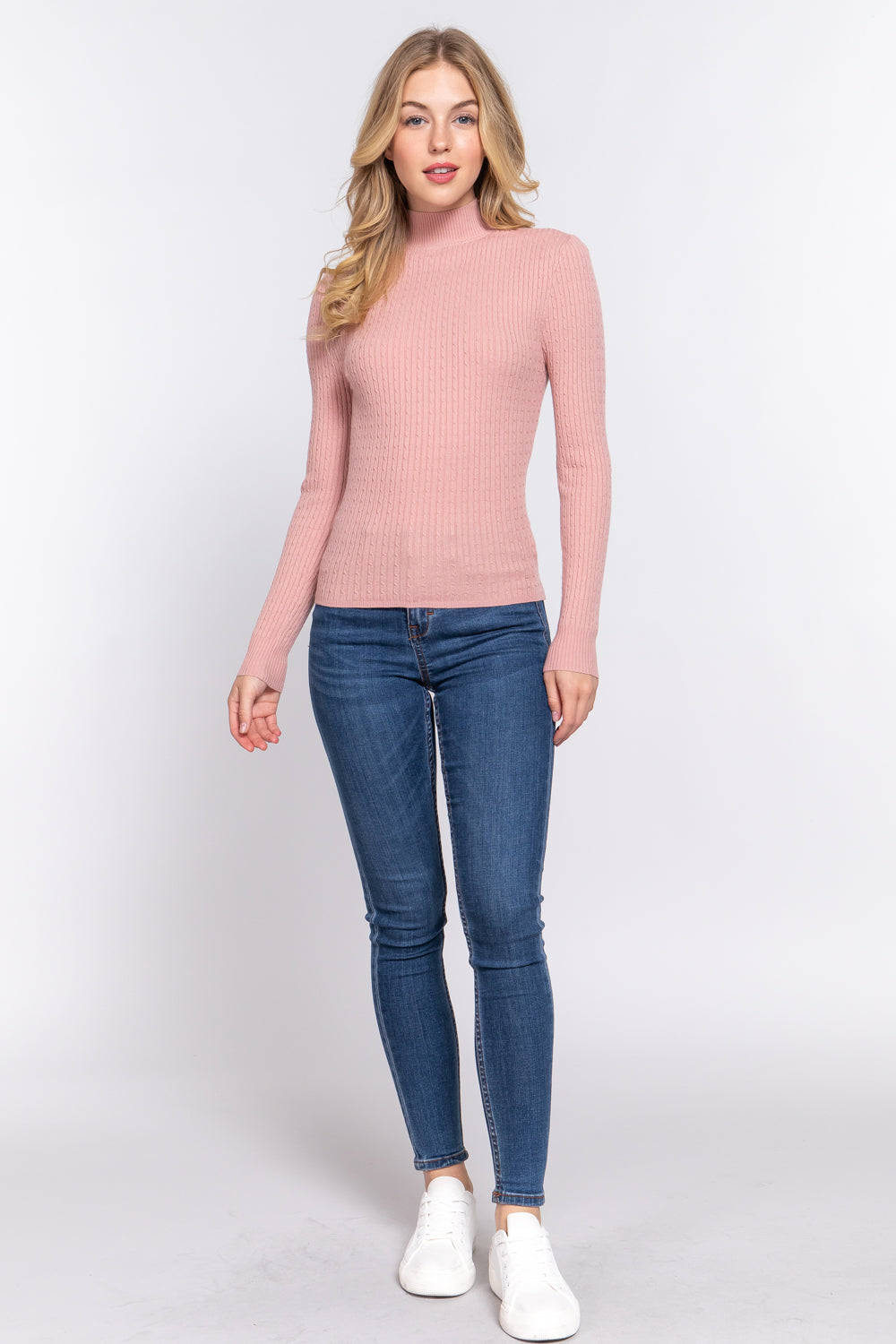 Active Basic Ribbed Mock Neck Sweater Shirts & Tops RYSE Clothing Co. Pink S 