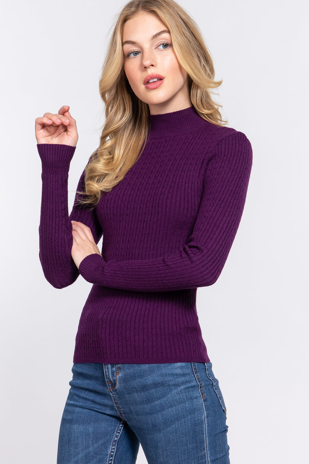 Active Basic Ribbed Mock Neck Sweater Shirts & Tops RYSE Clothing Co.   