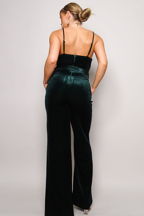 Cefian Belted Velvet Jumpsuit Jumpsuits & Rompers RYSE Clothing Co.   
