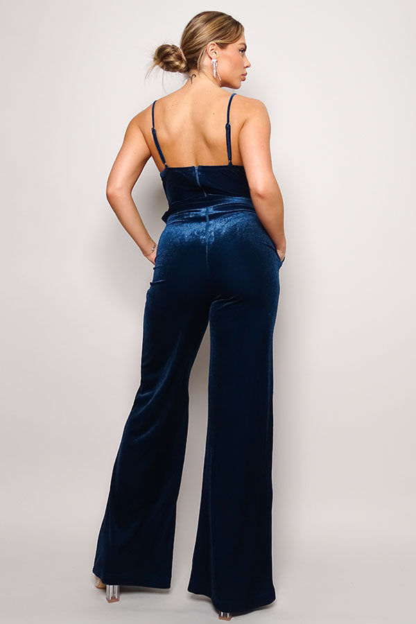 Cefian Belted Velvet Jumpsuit Jumpsuits & Rompers RYSE Clothing Co.   