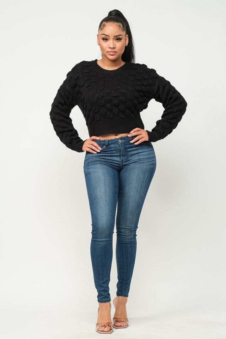 Hera Collection Textured Cropped Sweater Shirts & Tops RYSE Clothing Co.   