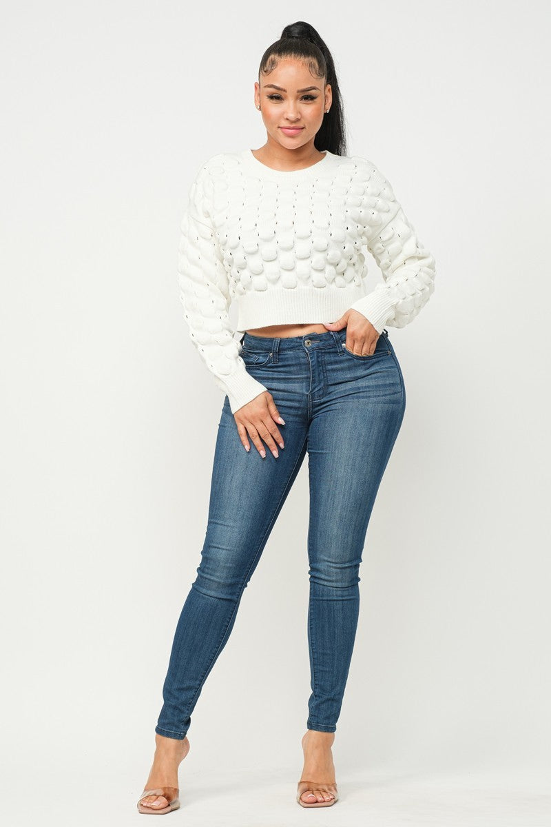 Hera Collection Textured Cropped Sweater Shirts & Tops RYSE Clothing Co.   