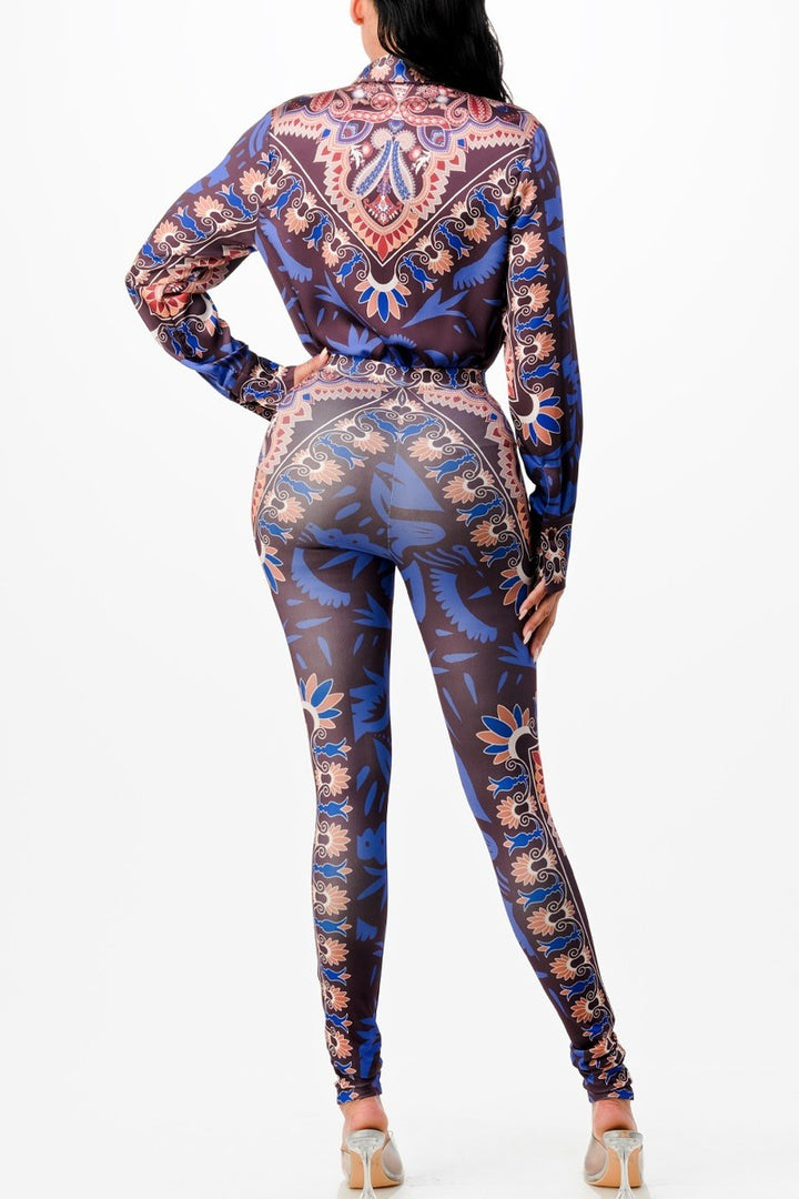 Her Bottari Satin Blouse & Leggings Set Outfit Sets RYSE Clothing Co.   