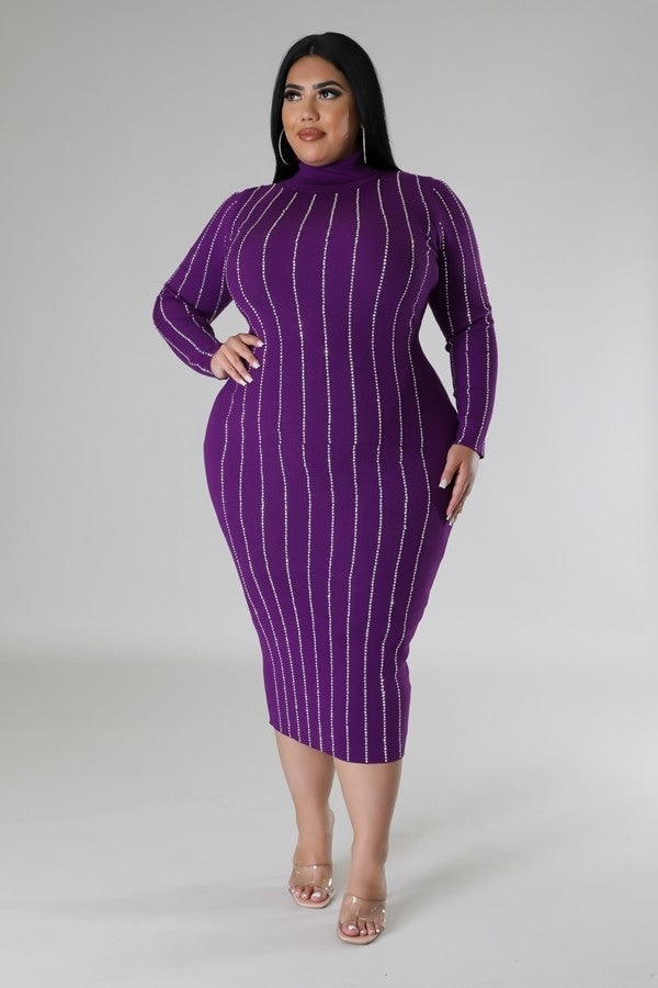 Good Time USA Stretch Midi Dress Dresses RYSE Clothing Co. Purple 1XL 