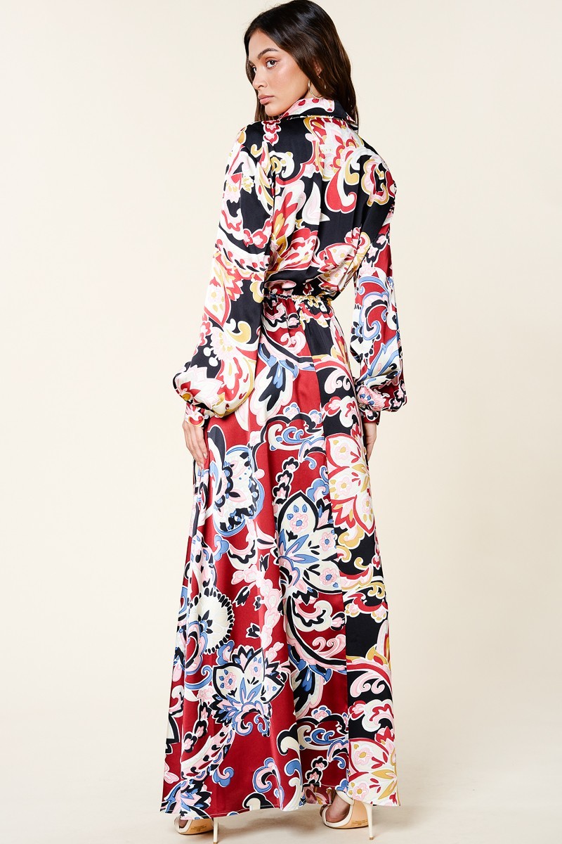 QMP Moda Printed Maxi Dress Dresses RYSE Clothing Co.   
