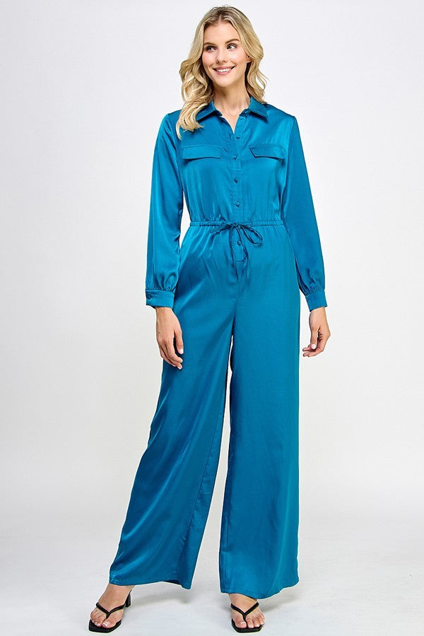 Milk & Honey Drawstring Waist Jumpsuit Jumpsuits & Rompers RYSE Clothing Co. Teal S 