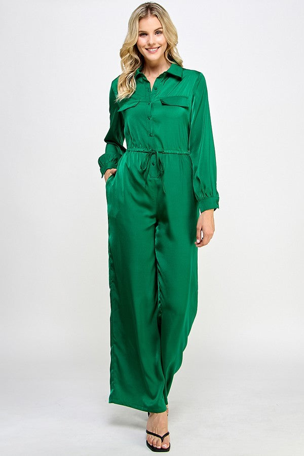 Milk & Honey Drawstring Waist Jumpsuit Jumpsuits & Rompers RYSE Clothing Co. Emerald Green S 