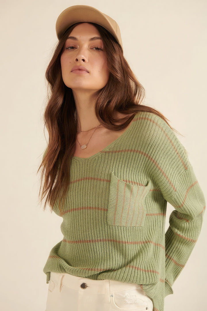 Promesa Striped Pocket Sweater Shirts & Tops RYSE Clothing Co. S  