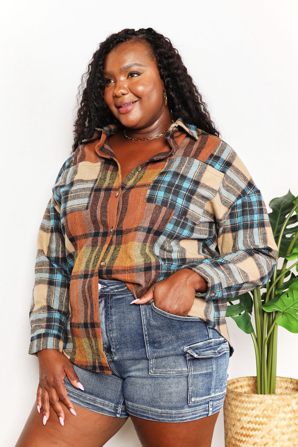 Plaid Curved Button Up Shirt Shirts & Tops RYSE Clothing Co.   